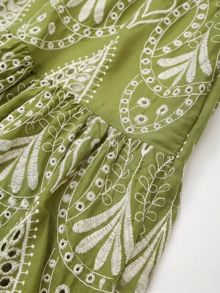 Aurelle Embroidered Midi Dress